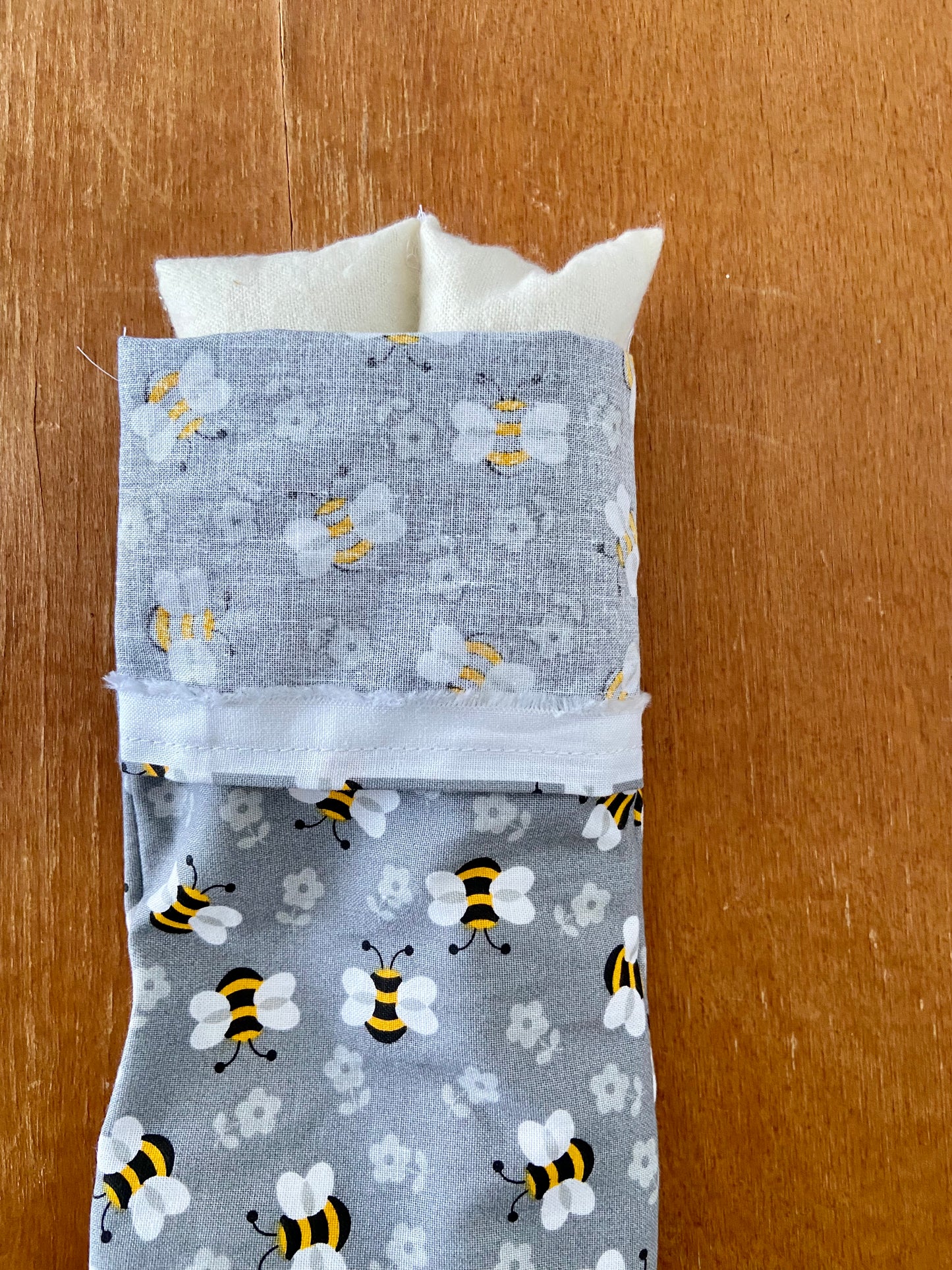 Honey Bees on Gray Rice Pack