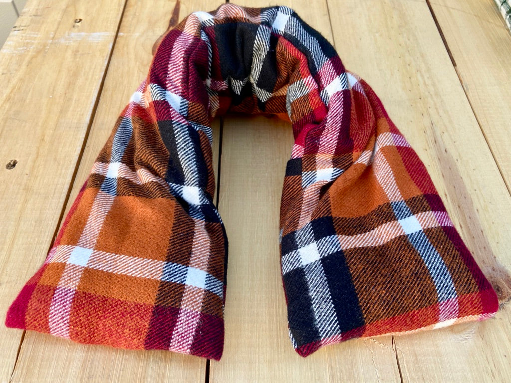 Orange Cranberry Flannel Plaid Rice Pack