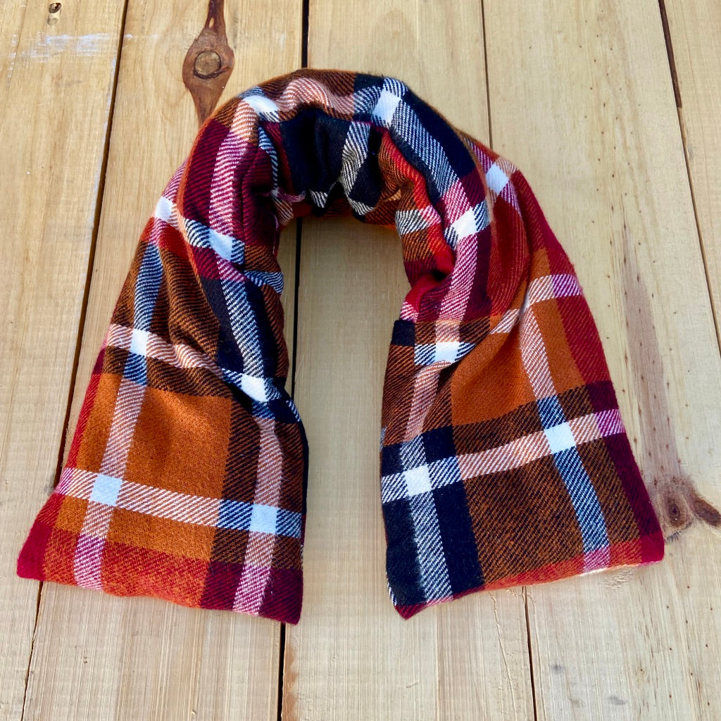 Orange Cranberry Flannel Plaid Rice Pack