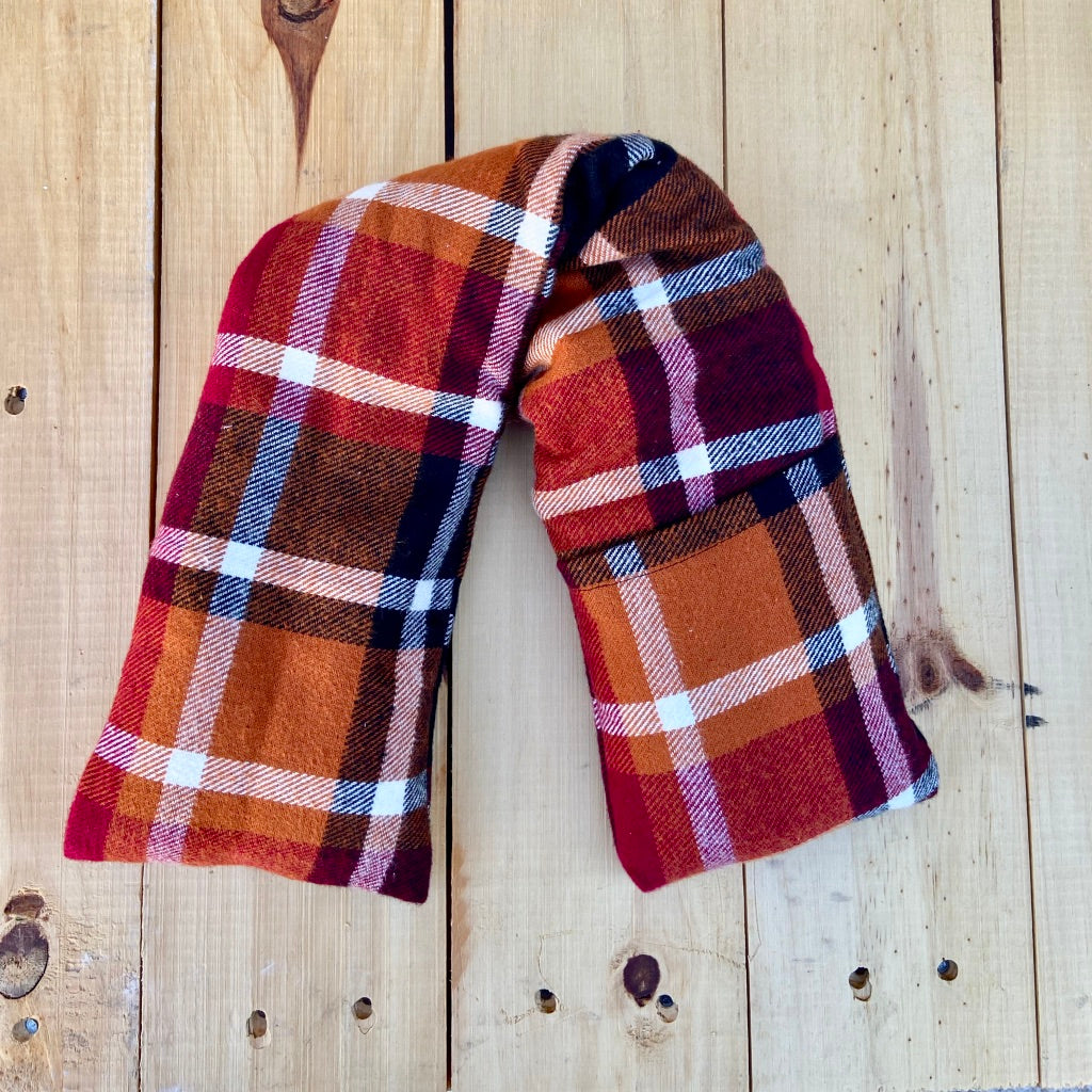 Orange Cranberry Flannel Plaid Rice Pack